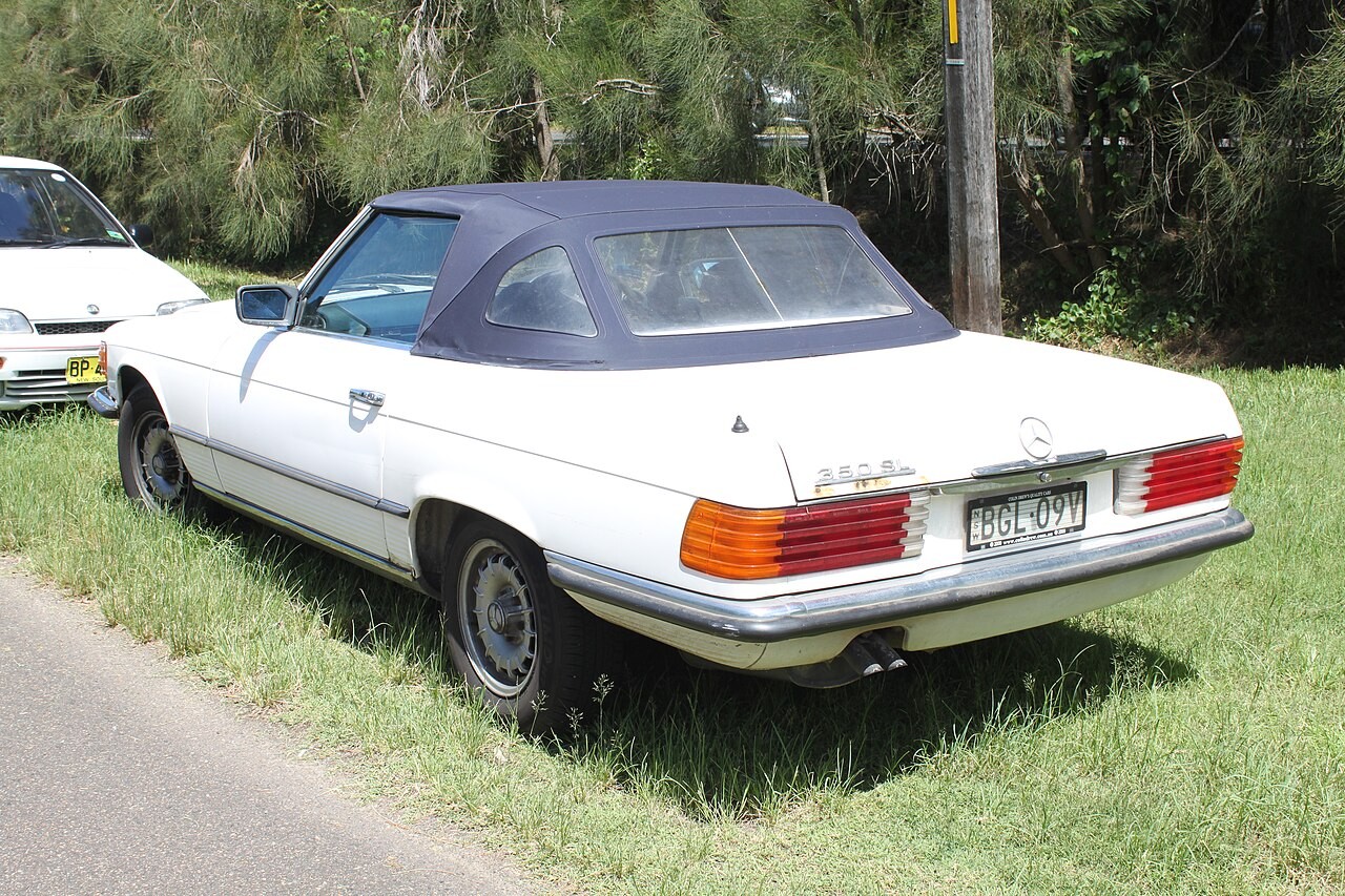 1978 Mercedes-Benz 350 SL R107 — representative early body; engine and fitted keyway vary
