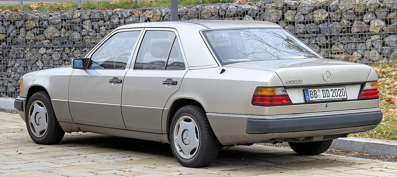 1989 Mercedes-Benz W124 sedan — body example; badges vary