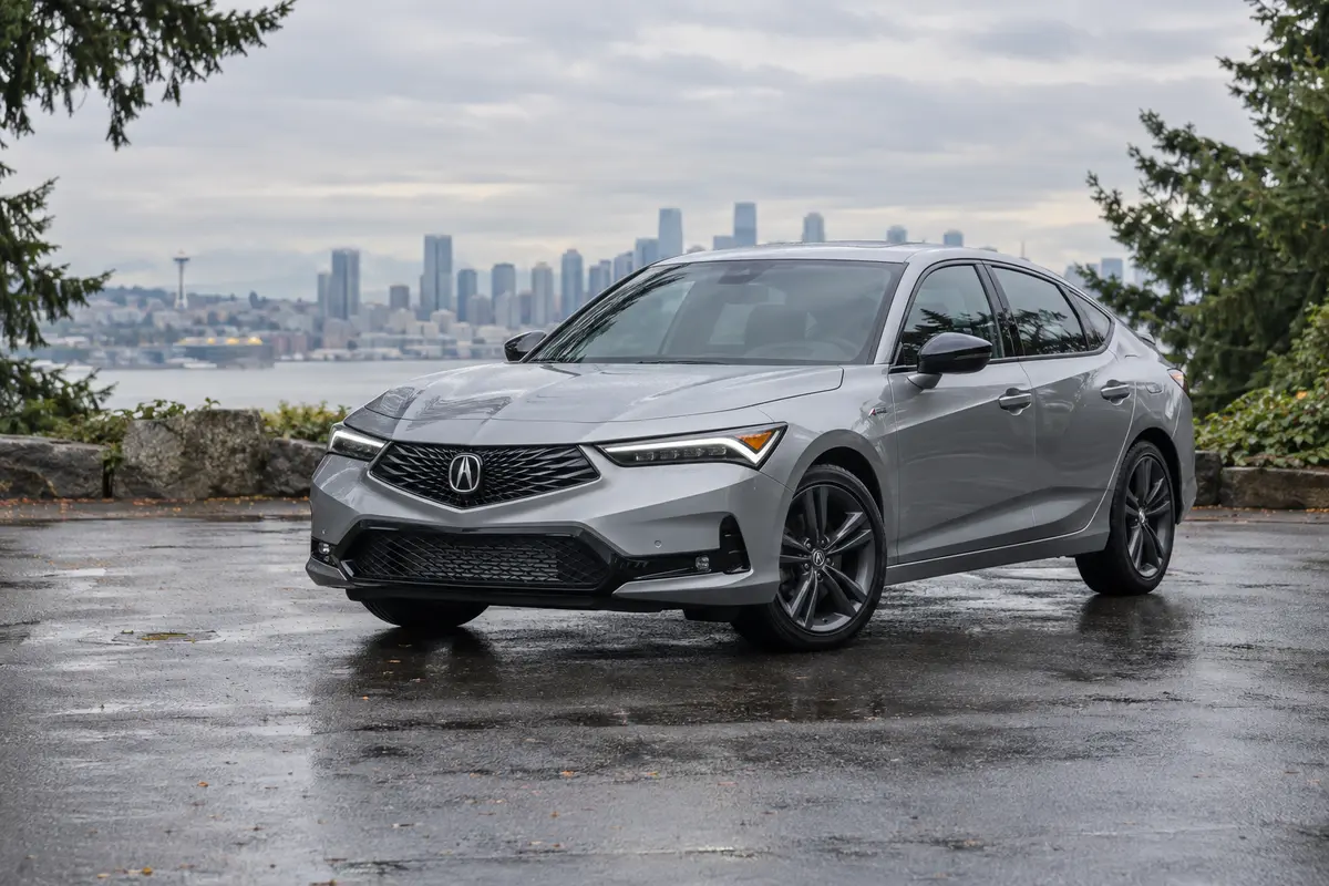 2023 Acura Integra parked in a Pacific Northwest setting