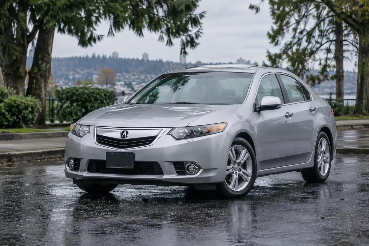 2009 through 2014 Acura TSX parked in a Pacific Northwest setting