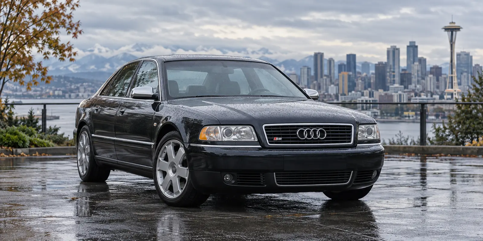2001 through 2005 Audi S8 parked in a Pacific Northwest setting