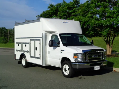 2019 Ford E350 cutaway with service body — representative E-Series cutaway