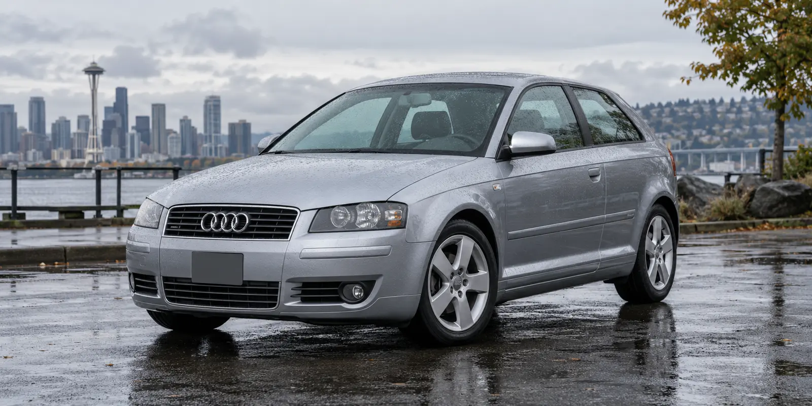 2002 through 2005 Audi A3 parked in a Pacific Northwest setting