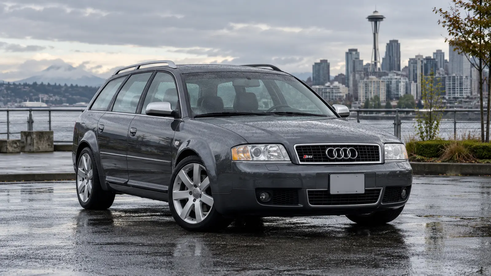 2001 through 2005 Audi S6 parked in a Pacific Northwest setting
