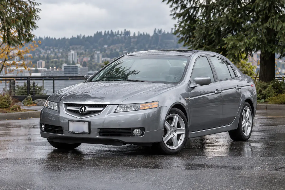 2004 through 2008 Acura TL parked in a Pacific Northwest setting