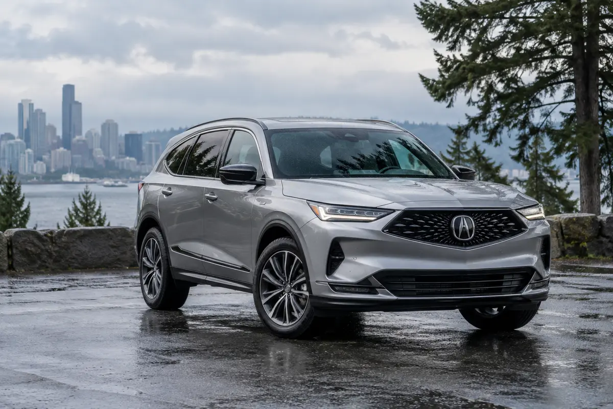2022 through 2025 Acura MDX parked in a Pacific Northwest setting